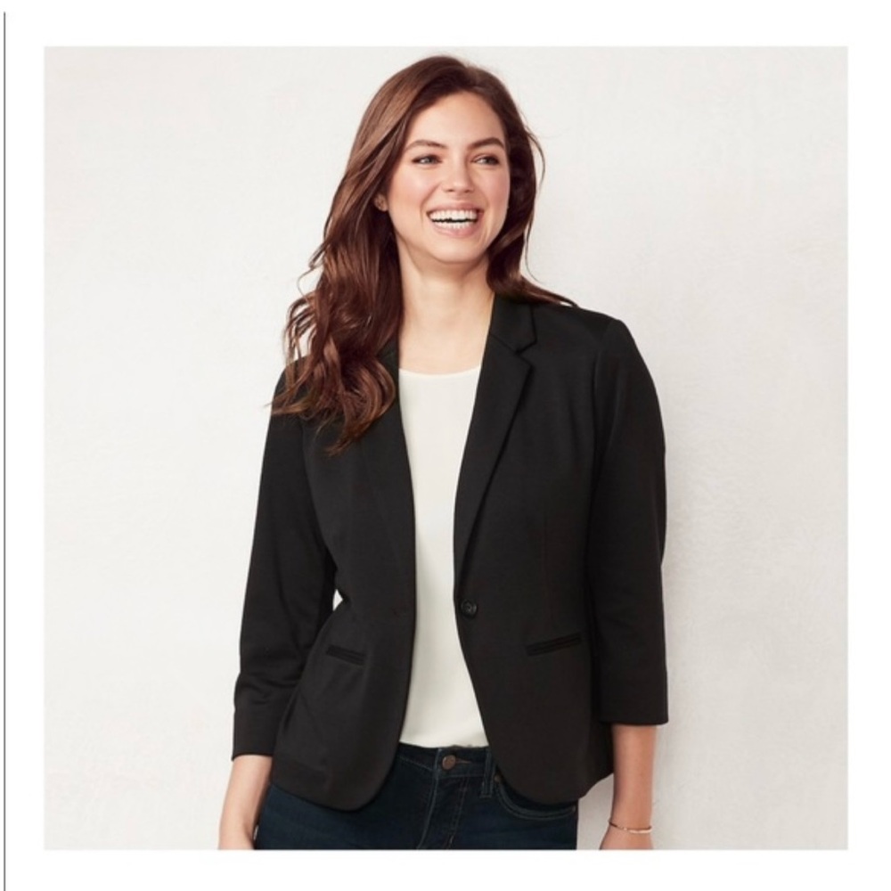 LC Lauren Conrad Blue Gray Fitted Blazer‎ Size Small Business Casual